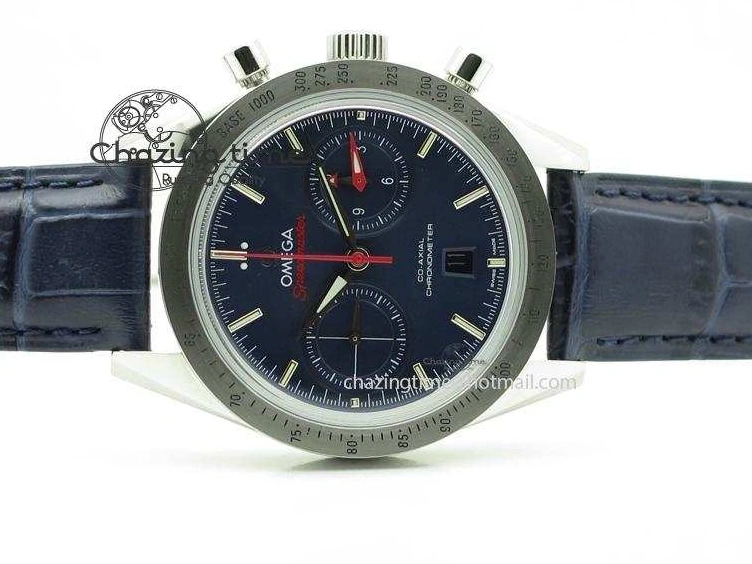 0505 DailyWear Speedmaster ’57 SS Chrono AXF Best Edition Blue Dial on Blue Leather Strap A 8279